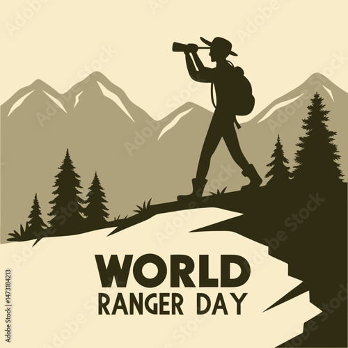 World Ranger Day: A Silhouette of a ranger Observing the Scenic Landscape