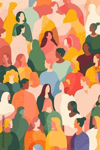 People with rainbow background flag celebrate Pride Month Day