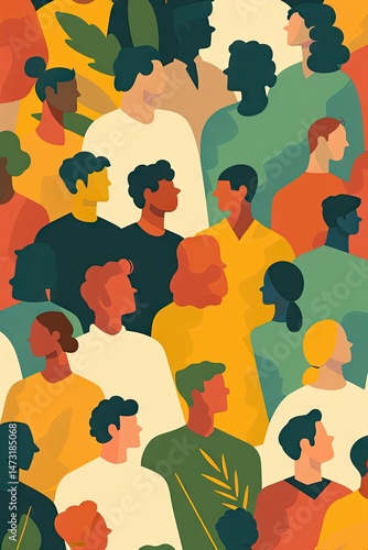 People with rainbow background flag celebrate Pride Month Day