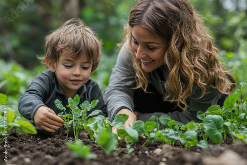 Wallpaper Mural Woman and child picking flowers in the garden. Torontodigital.ca