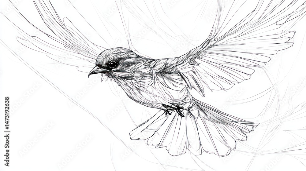 Obraz premium Elegant Bird in Flight: A Line Art Masterpiece
