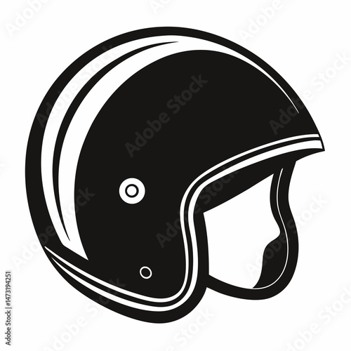 Classic Vintage Motorcycle Helmet Silhouette Vector