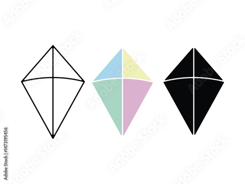 set of creative kite symbol icon design vector isolated transparent background 