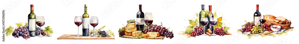 Fototapeta premium PNG Wine refreshment breakfast container, transparent background
