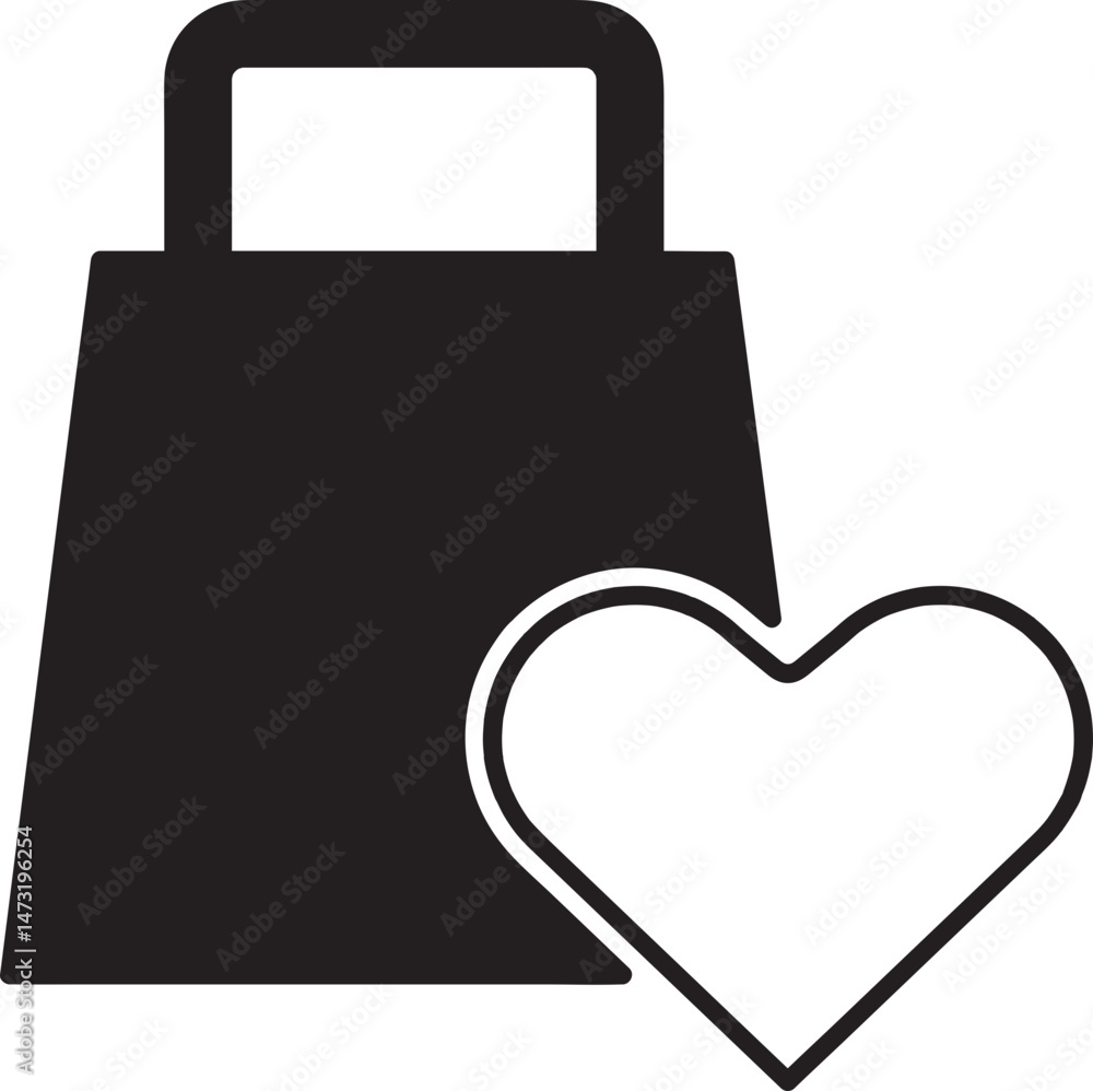 shopping bag with love icon shopping bag with love icon