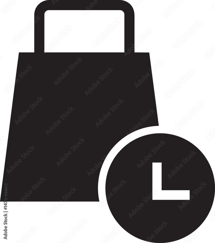 shopping bag with clock icon shopping bag with clock icon