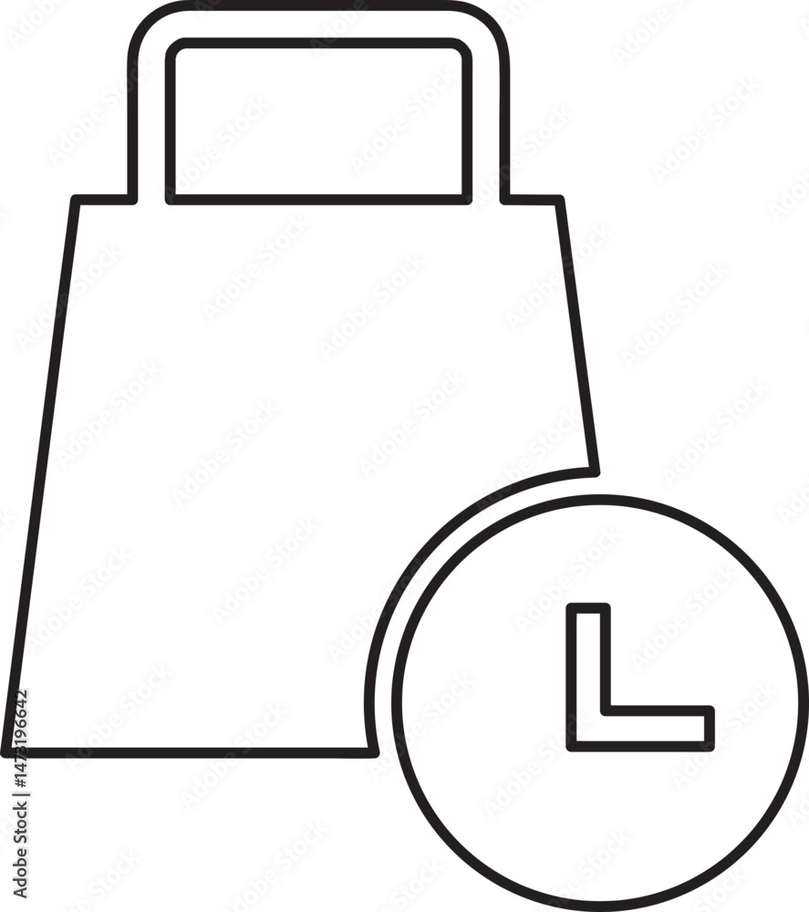 shopping bag with clock icon shopping bag with clock icon
