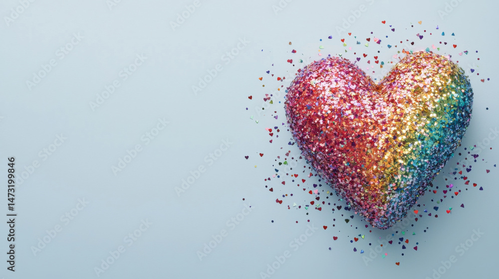 Glitter heart in vibrant rainbow colors with sparkling details Glitter heart in vibrant rainbow colors with sparkling details