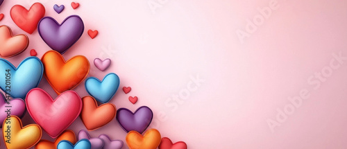 Colorful hearts on pastel background create joyful scene