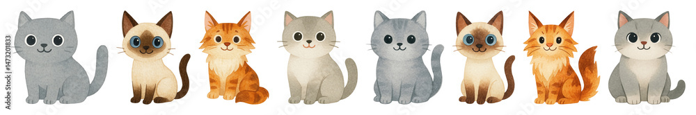 Obraz premium PNG Cute cartoon gray cat illustration., transparent background