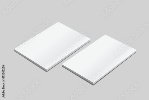 Vector realistic 3d magazine mockup with white blank cover isolated on background. For the business presentation magazine, notebook, booklet, brochure, catalogue or a publisher advertising corporate
