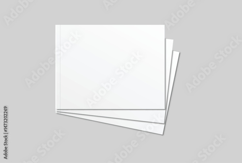 Vector realistic 3d magazine mockup with white blank cover isolated on background. For the business presentation magazine, notebook, booklet, brochure, catalogue or a publisher advertising corporate
