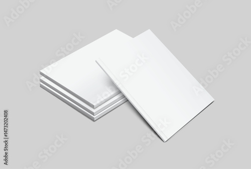 Vector realistic 3d magazine mockup with white blank cover isolated on background. For the business presentation magazine, notebook, booklet, brochure, catalogue or a publisher advertising corporate
