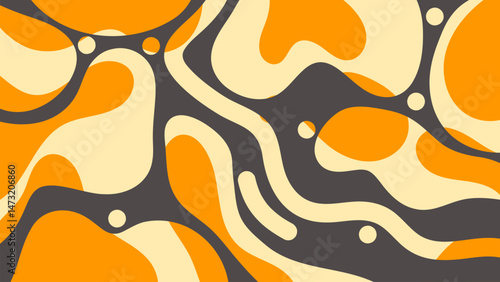 abstract orange, cream, and gray pattern. flowing organic shapes background. modern retro abstract shapes. vector illustration
