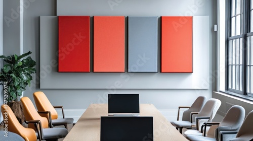 Modern Office Interior Design with Colorful Acoustic Panels