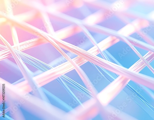 A surreal lattice of glowing threads, pastel infrared tones