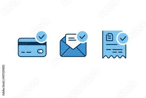 Approved financial transactions depicted by credit card email and document icons with check marks