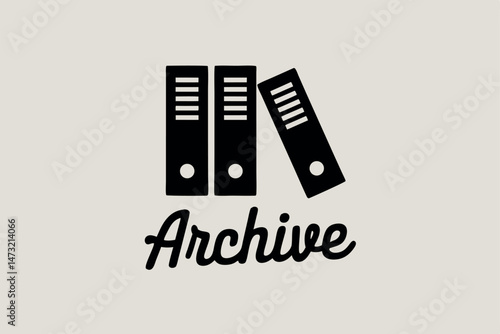 Simple black icon featuring file folders representing archiving and data storage concept.