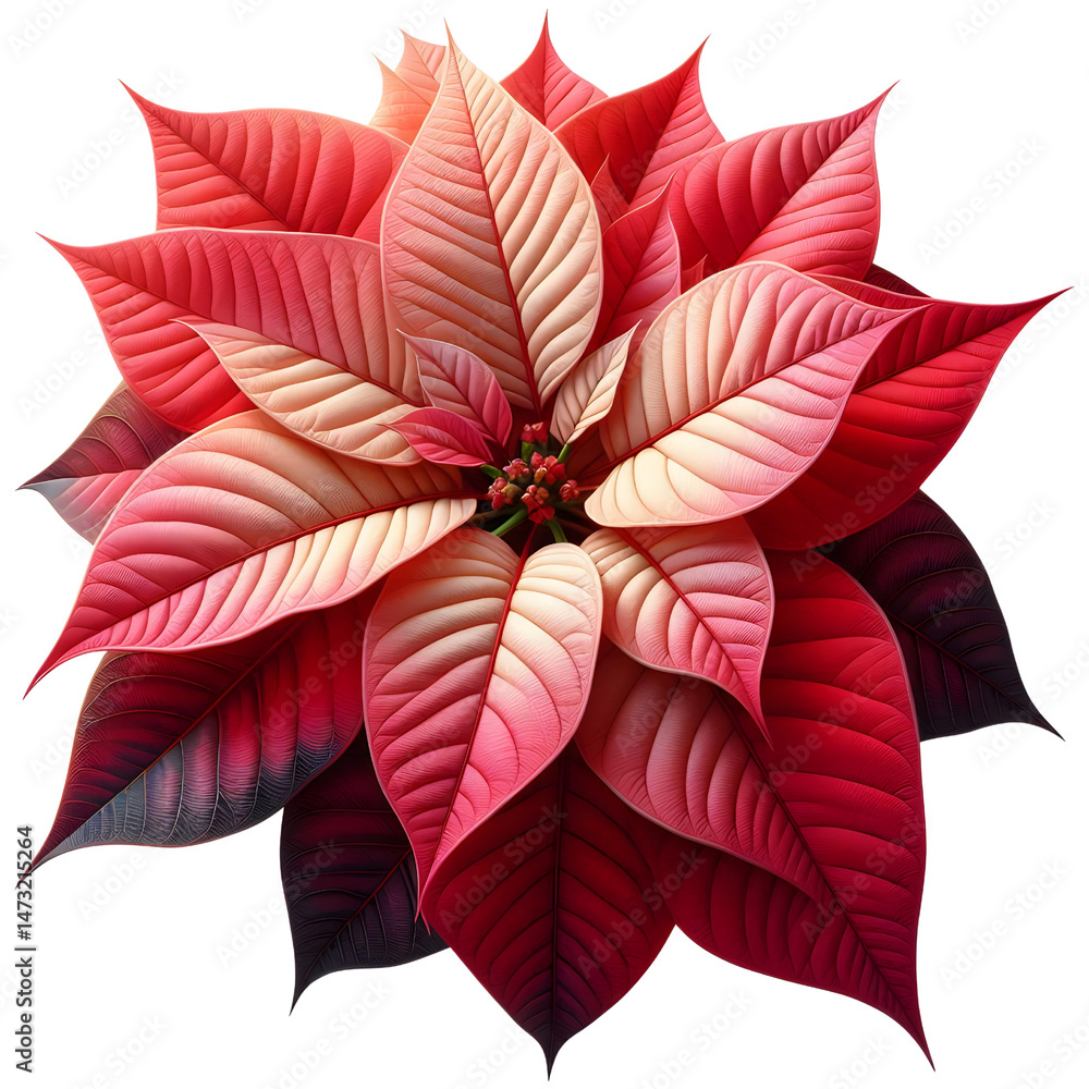 Beautiful red poinsettia flower christmas holiday season floral design decor on transparent background Beautiful red poinsettia flower christmas holiday season floral design decor on transparent background