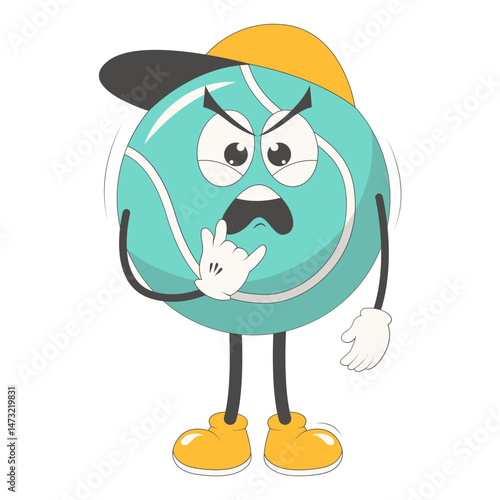 Groovy School Supplies Cartoon Character. Isolated on White Background.