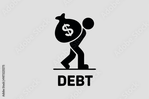 Illustration of a person carrying a large bag of money representing financial debt burdens