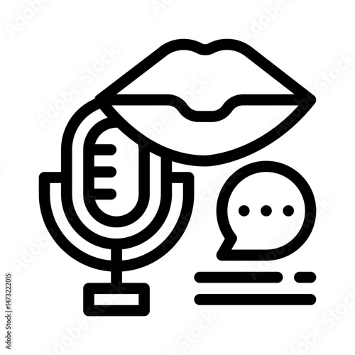 lip sync line icon