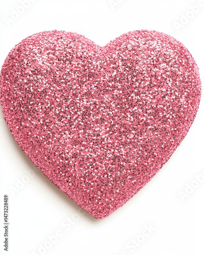 Glitter heart shaped wall art with vibrant pink color