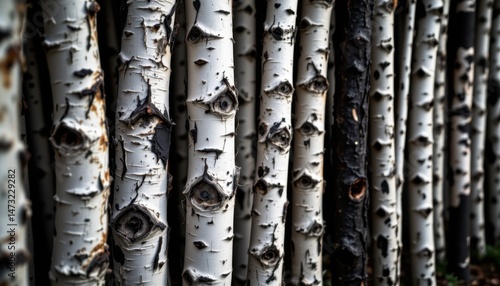 Nature's serenity birch forest close-up tranquil environment natural beauty vertical viewpoint