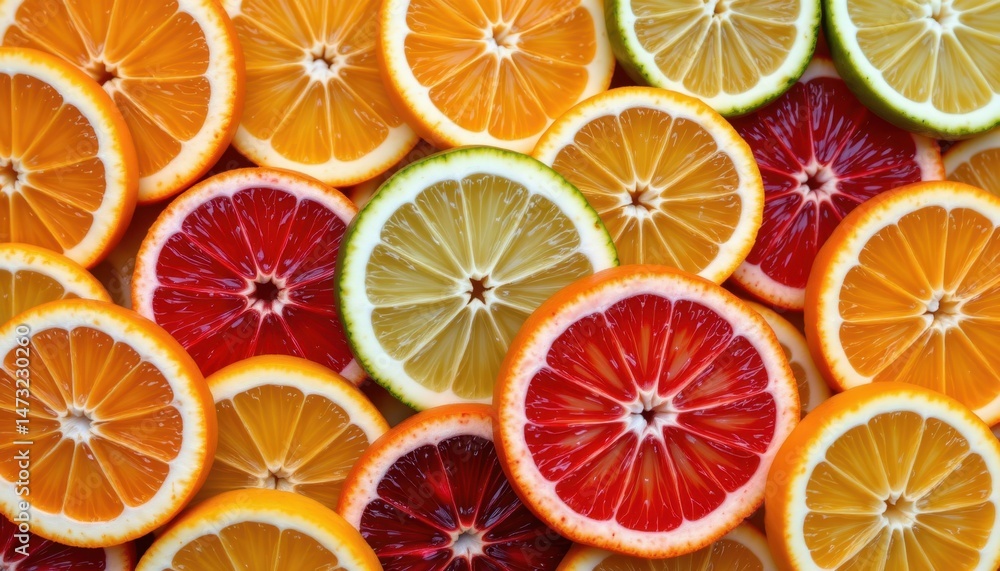 Obraz premium Citrus fruit display kitchen food photography bright setting top-down view freshness concept