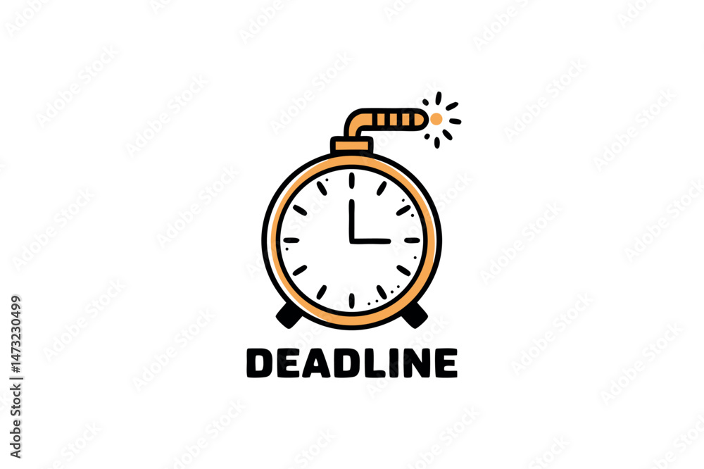 Deadline concept illustrated with a clock resembling a bomb timing out quickly on white background Deadline concept illustrated with a clock resembling a bomb timing out quickly on white background