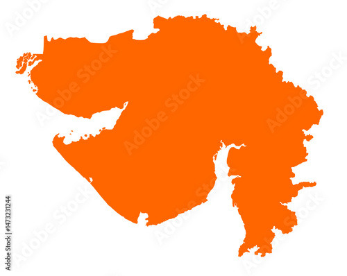 Gujarat state map in orange – isolated flat vector graphic