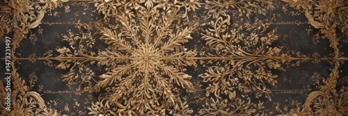 Wallpaper Mural Ornate snowflake pattern forms a luxurious Christmas card border , celebration, decor, christmas Torontodigital.ca