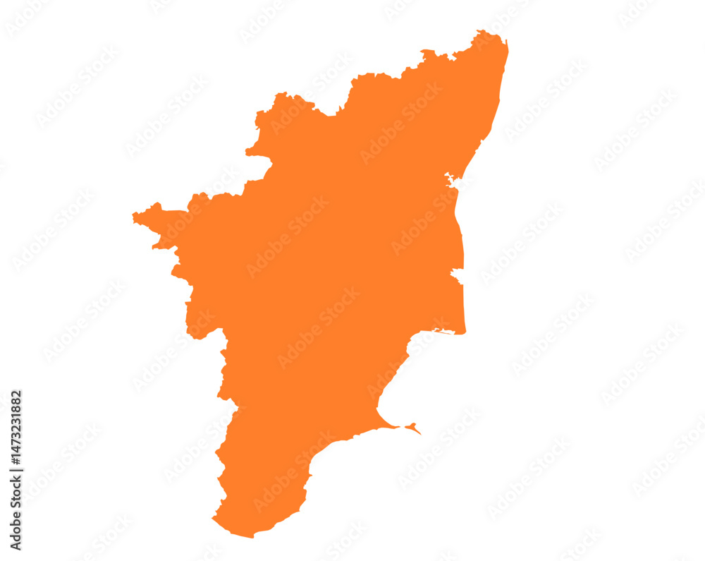 Fototapeta premium Tamil Nadu state map in orange – isolated flat vector graphic