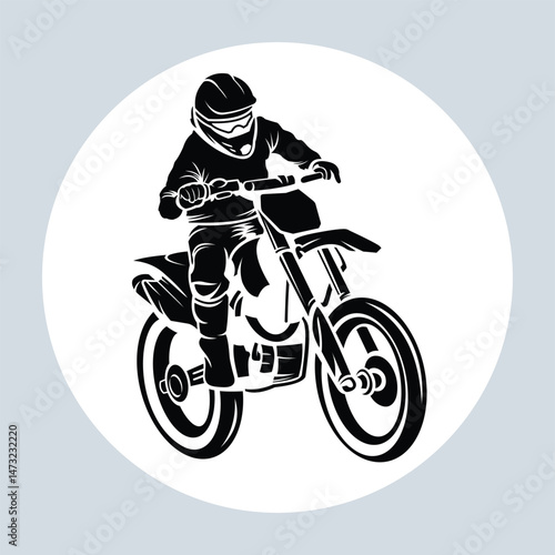 Motocross Dirt Bike Rider Motorcycle Stylized Silhouette Vector