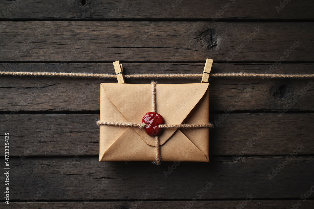 Fototapeta premium brown envelope with a wax seal on it
