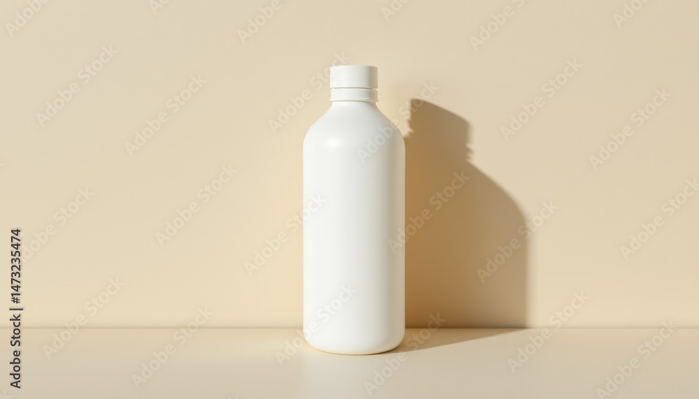 Minimalist white bottle studio setting product photography neutral background close-up clean aesthetic Minimalist white bottle studio setting product photography neutral background close-up clean aesthetic