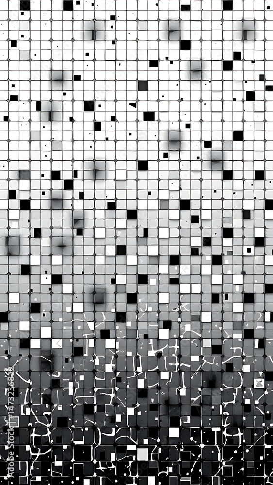 Fototapeta premium Abstract Monochrome Pixelated Grid