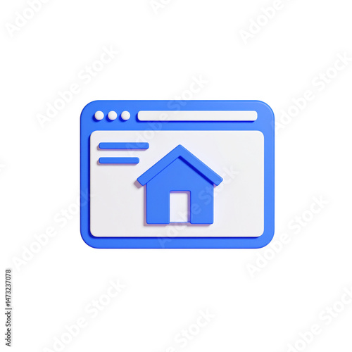 modern web browser icon featuring blue house symbol on transparency background, representing home page navigation. This design conveys sense of digital accessibility and user friendly interface