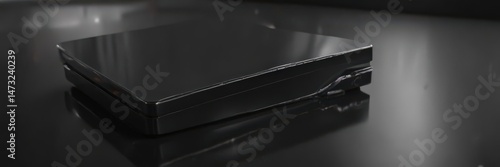 Highly polished black aluminum, reflective surface  , high-gloss, shiny, design