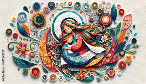 Sueños de Papel: Abrazo Eterno entre Madre e Hija