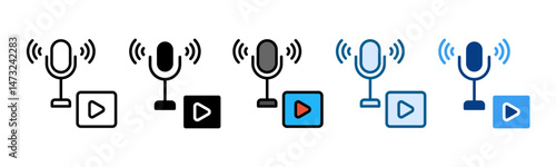 Audio Visual Icon Set Multiple Style Collection