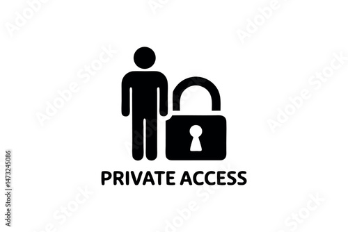 Private access symbol signifying security restriction protection and confidentiality restrictions
