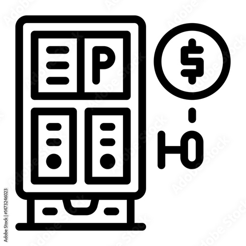 icon parking meter with style outline