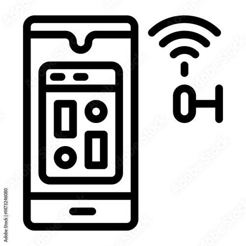 icon mobile phone with style outline