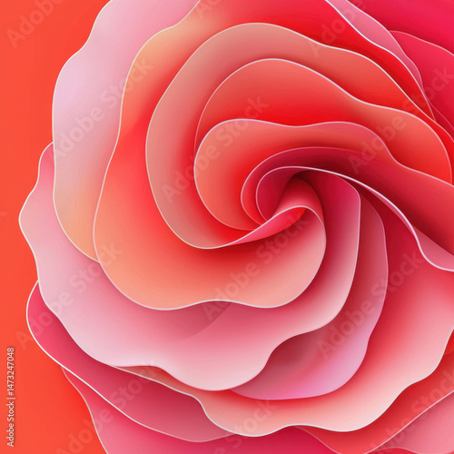 Beautiful abstract rose swirl with radiant red and pink hues