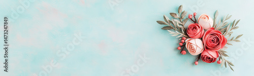 Beautiful rose cluster illustration on blue background