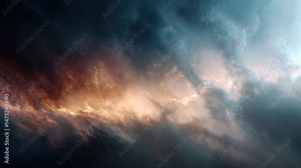 Naklejka premium Ethereal Soft Atmospheric Haze with Fine Diffused Particles Creating a Dreamy Ambiance for Relaxation and Mindfulness