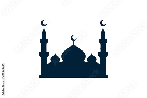 Silhouette of a mosque with crescent moons representing islamic culture and faith