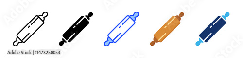 Rolling Pin Icon Collection With Multiple Styles