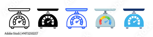 Kitchen Scale Icon Collection With Multiple Styles
